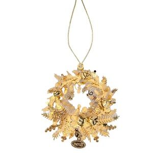 2018 Jingle Bell Wreath Danbury Mint Gold Christmas Ornament